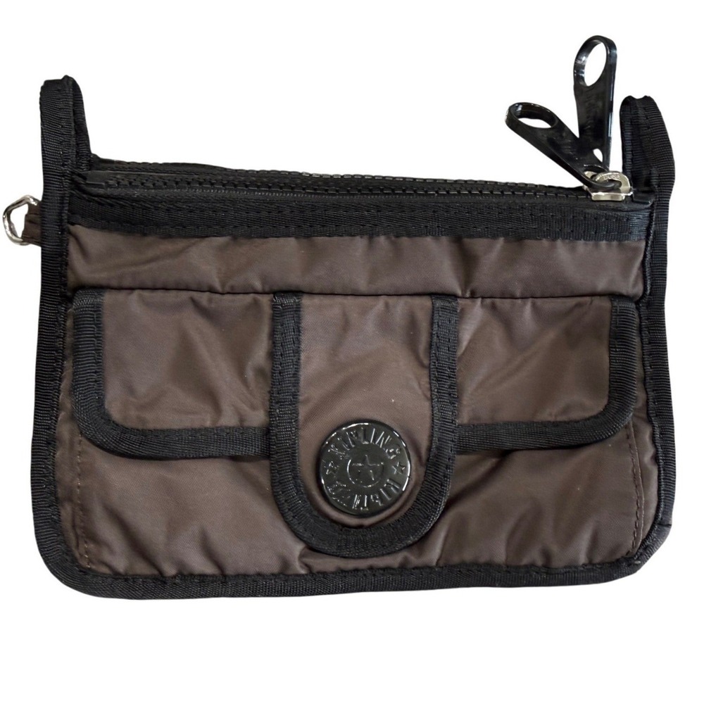 Kipling Brown Nylon Travel Organizer Wallet Zipper Clutch Coupon Pouch